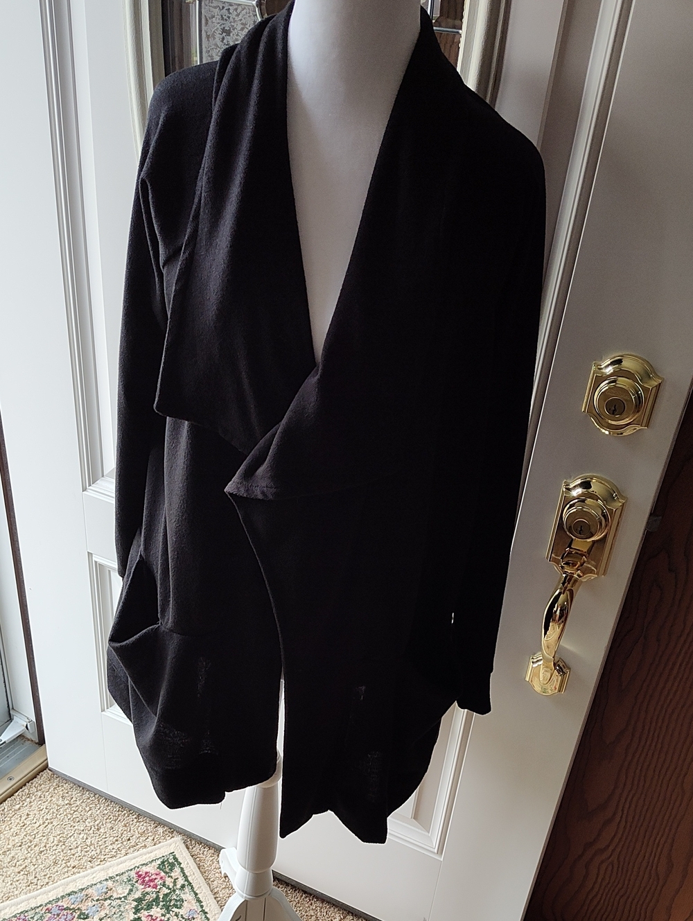 Jones New York Black Drape-Front Open Blazer